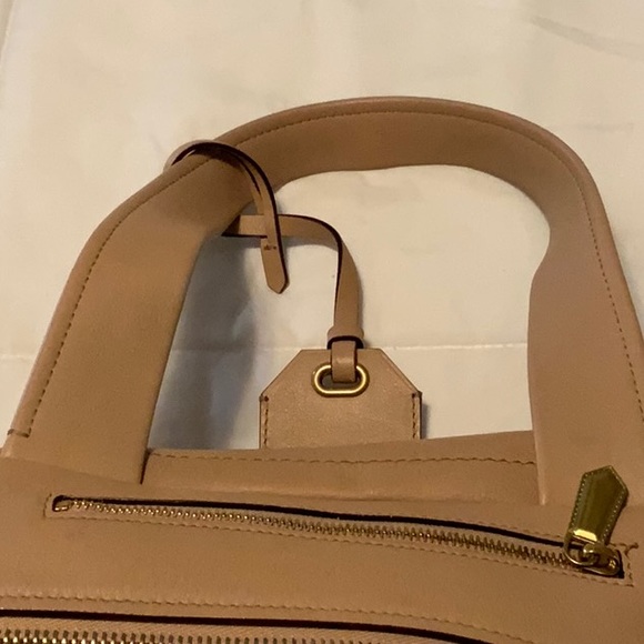 Reed Krakoff Tan Leather Purse- Zippered Compartments- Brass Finish- 18” X 12” - Picture 10 of 15